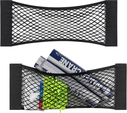 Universal Mesh Cargo Net for Car Trunk Storage,Elastic Small Automotive Cargo Net Pocket Wall Sticker Organizer Pouch Bag Storage for SUV,2 Pack with Tape Stickers