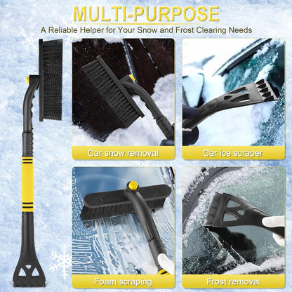 LivTee 32" Extendable Ice Scraper & Snow Brush for Car Windshield, 360° Rotating Snow Removal Tool for Cars, Trucks & SUVs, Automotive Winter Essentials & Car Accessories for Men, Orange