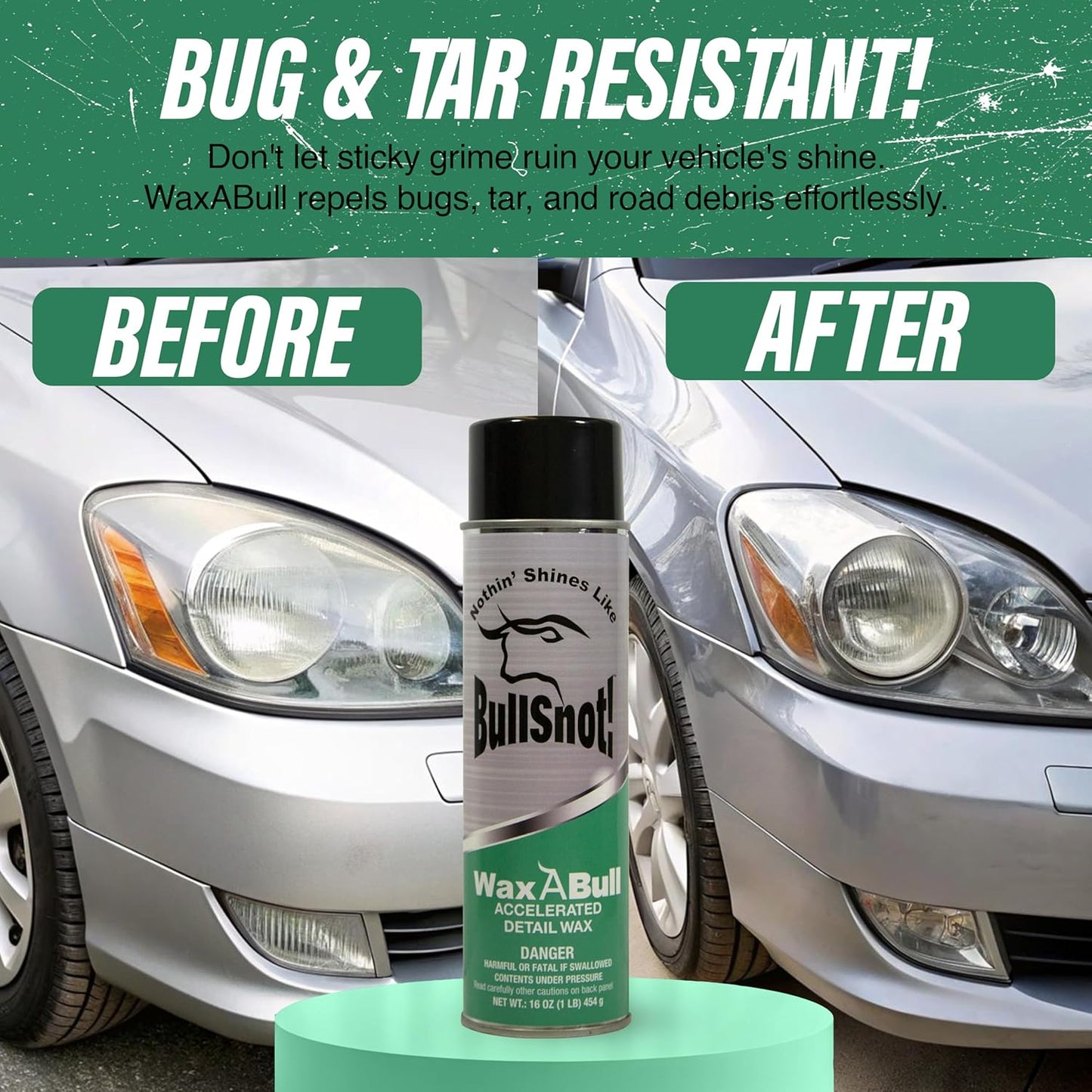 Bullsnot! WaxABull Accelerated Detail Auto Wax 10899009 - Quick Shine Truck and Car Polishing Wax 16oz