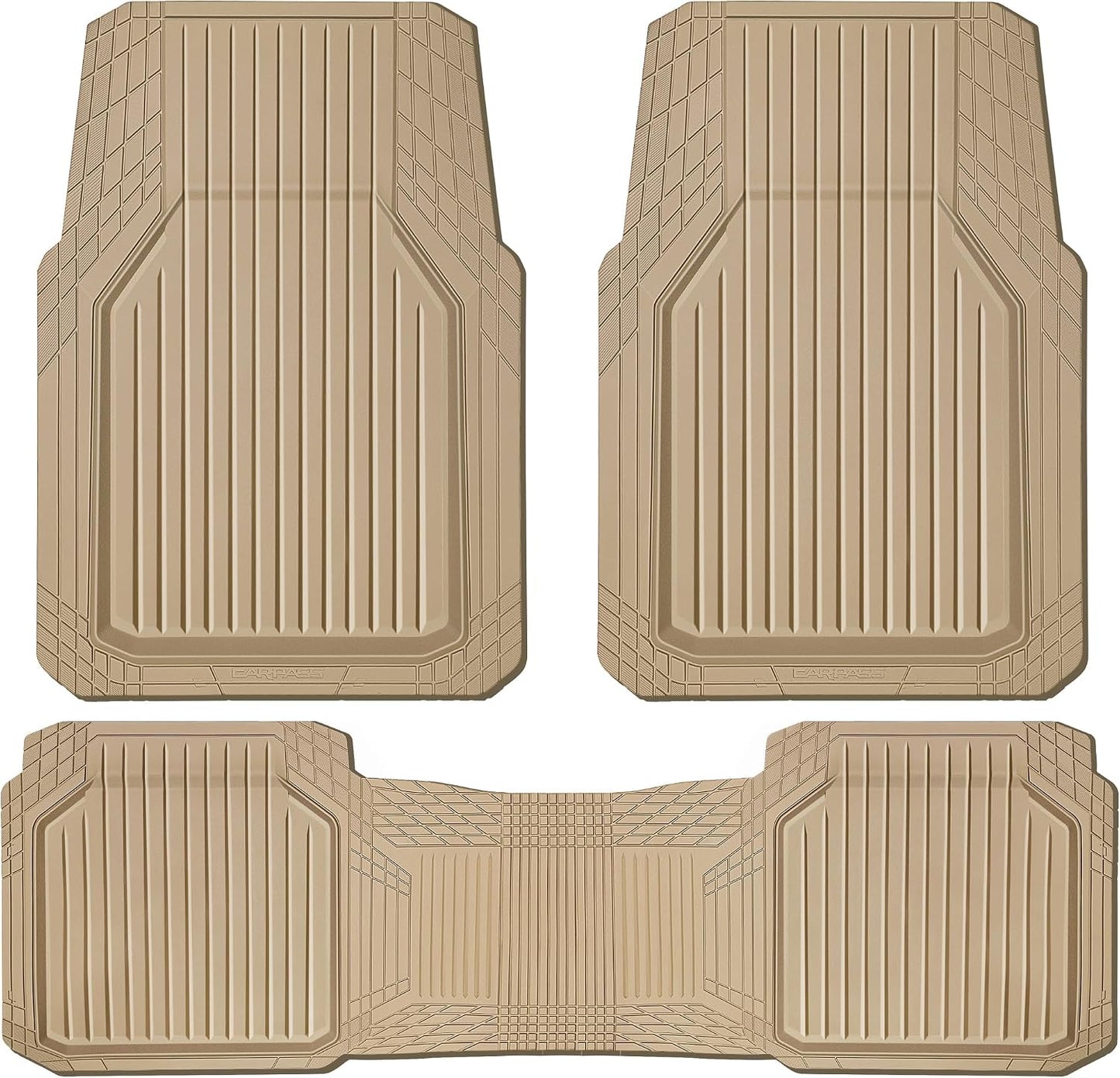 CAR PASS Heavy Duty Rubber Floor Mats for Car, Waterproof Liner Deep Dish Car Mats Full Sets, Universal Trim to Fit for SUV Truck Sedans Vans, All Weather Automotive Floor Mats 3pcs, Solid Black