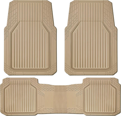 CAR PASS Heavy Duty Rubber Floor Mats for Car, Waterproof Liner Deep Dish Car Mats Full Sets, Universal Trim to Fit for SUV Truck Sedans Vans, All Weather Automotive Floor Mats 3pcs, Solid Black