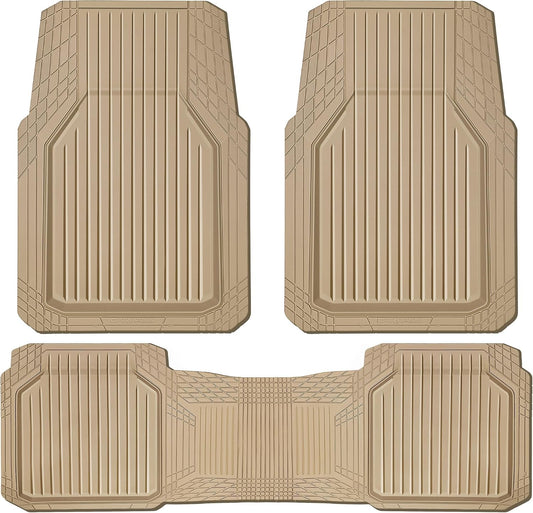 CAR PASS Heavy Duty Rubber Floor Mats for Car, Waterproof Liner Deep Dish Car Mats Full Sets, Universal Trim to Fit for SUV Truck Sedans Vans, All Weather Automotive Floor Mats 3pcs, Solid Black