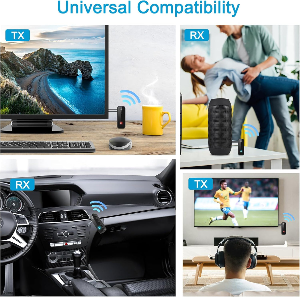 Bluetooth 5.4 AUX Adapter for Car, 2 in 1 Bluetooth Transmitter Receiver for TV Headphones Home Stereo Speaker, Hands-Free Calls, 3.5mm Wireless Audio Adapter