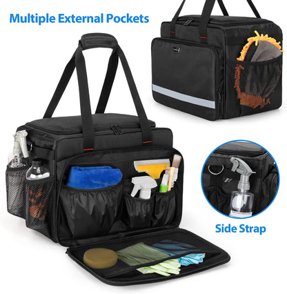 samdew Large Detailing Bag, Detail Organizer for Auto Detailing Supplies Storage, Car Cleaning Caddy for Vehicle Wash Tools, Car Care Box for Detailing Bottles, Towel, Buffer and More, Bag Only