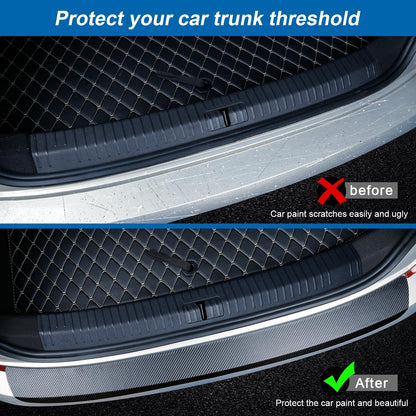 Soft & Bendable Rear Bumper Guard Protector 37.4" x 2.56" - Carbon Fiber Leather Anti-Scratch Strip for SUV/Trunk | Flexible But NOT Stretchable | Trim to Fit