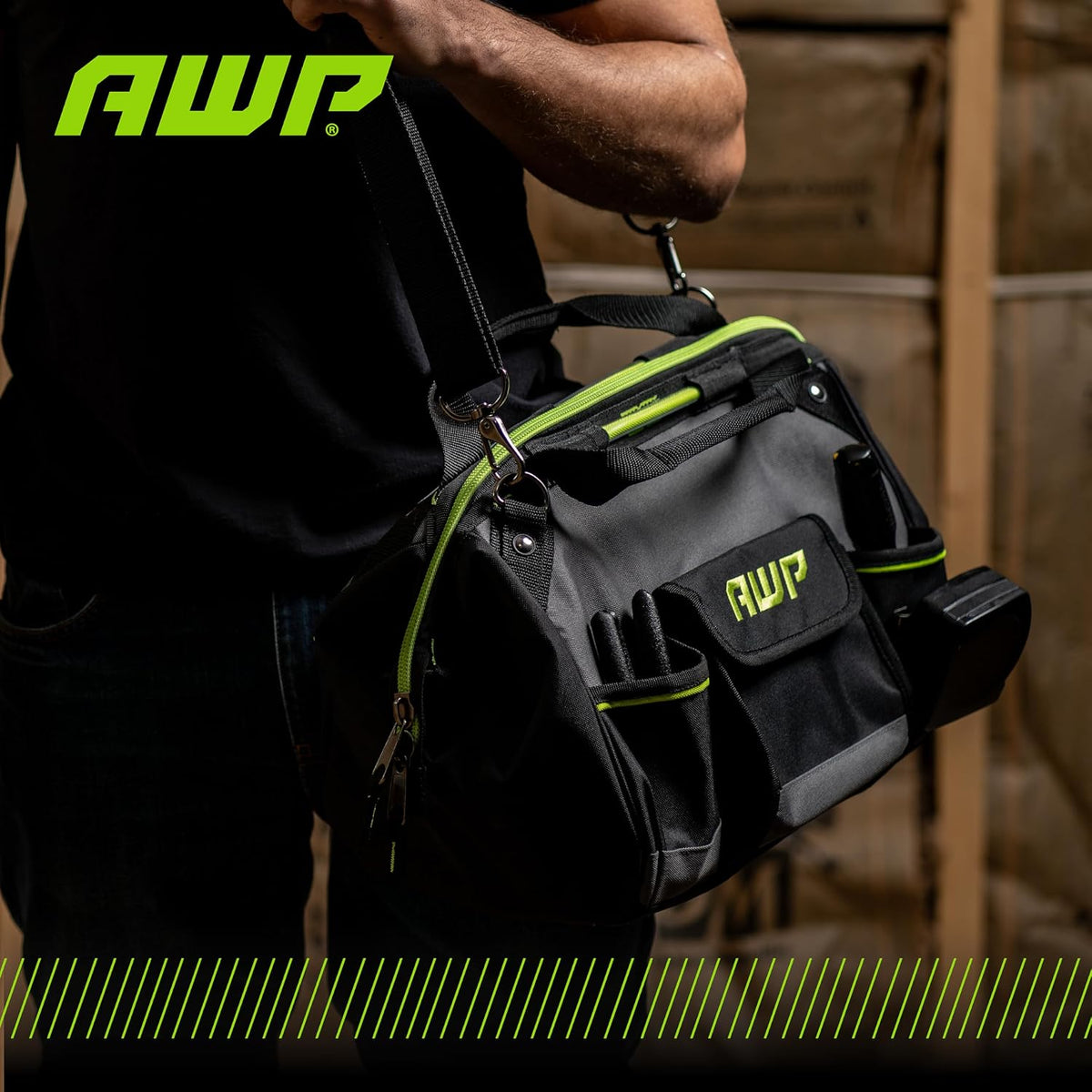 AWP Tool Bags, Premium Tool Bag, Black, Durable Tool Tote, for Professionals and Contractors