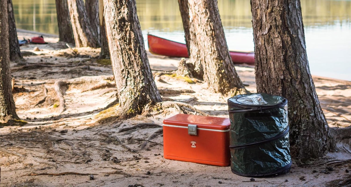 Coghlan's Deluxe Durable Pop-Up Trash Can – Collapsible Garbage Bin with Zippered Lid, Bag Clips, and Anchoring Points for Camping, Home, and Outdoor Use – 29.5 Gallon