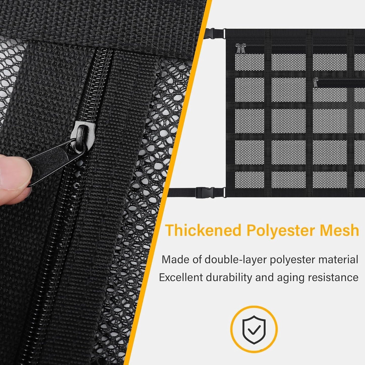 Upgrade Car Ceiling Cargo Net Pocket with Zip,Double Layers+Avoid Sagging Roof Cargo Bag for Toy,Quilts,Tickets,Universal Road Trip Essentials Car Organizers and Storage for Truck SUV