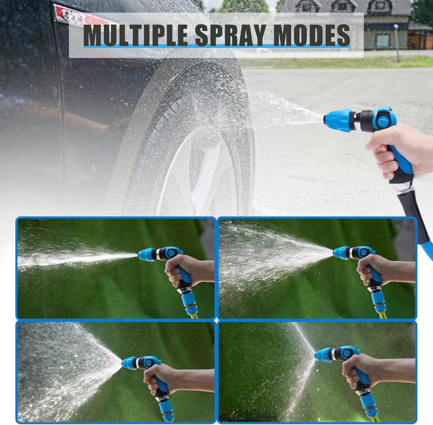 Blue Car Wash Foam Gun Sprayer Kit with Sponge & Towel, Snow Foam Blaster for Car & Garden Cleaning