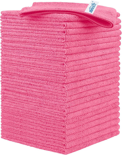 HOMEXCEL Grey Microfiber Cleaning Cloth, 12 Pack Premium Microfiber Towels for Cars, Lint Free, Scratch-Free, Highly Absorbent, Reusable Cleaning Rags for Car, Household, Kitchen, Window, 11.5"X11.5"