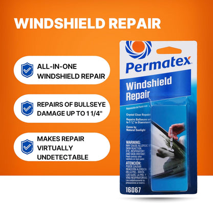 Permatex 16067 Bullseye Windshield Repair Kit, .025 oz. Syringe, .025 Ounce Syringe , White