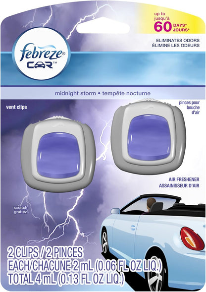Febreze Car Air Freshener Vent Clip Platinum Ice Scent, .07 oz. Car Vent Clip, Pack of 4