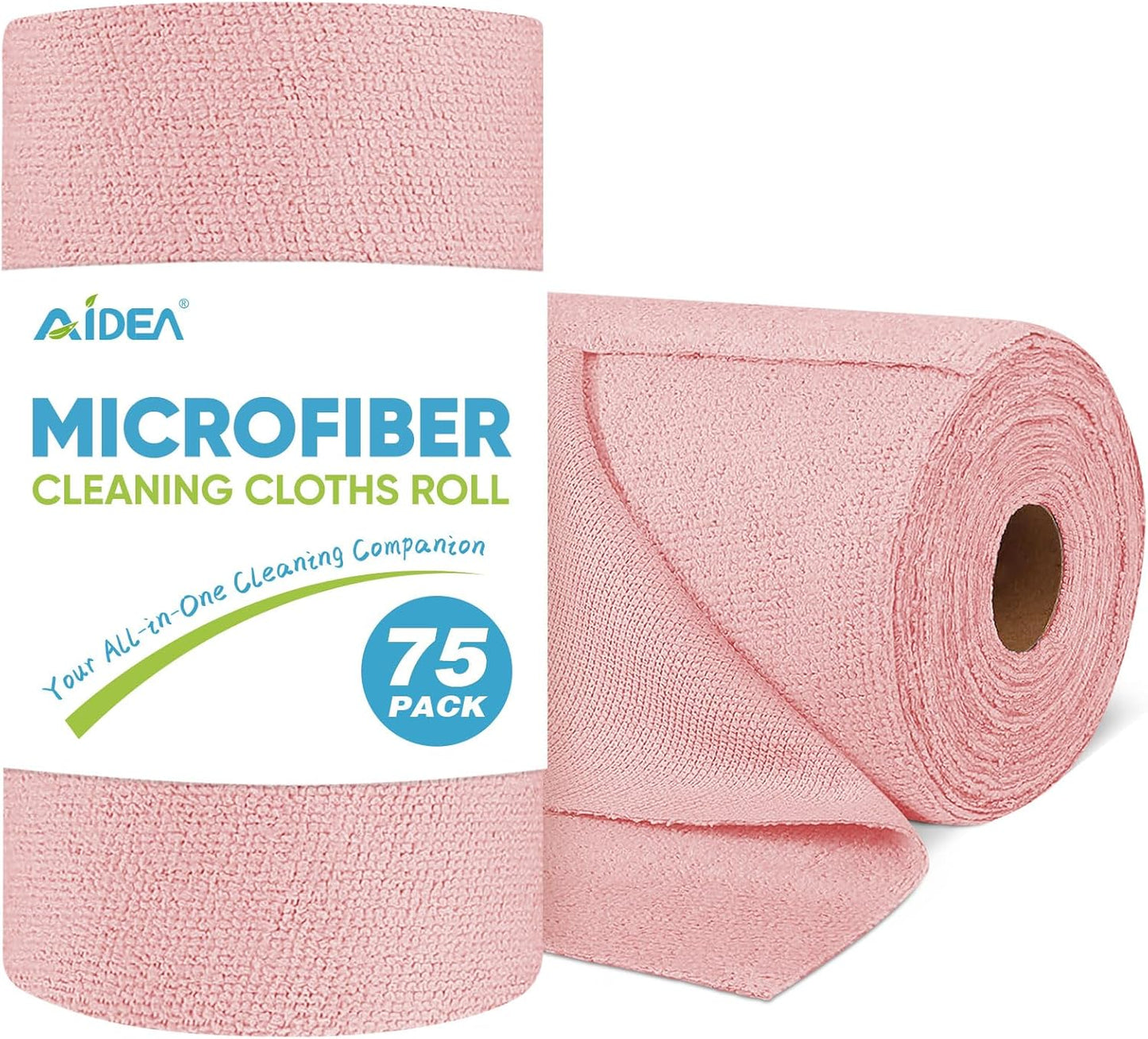 AIDEA Microfiber Cleaning Cloth Roll, Grey 75PK, Reusable Paper Towels Tear Away Cloth, Microfiber Towels for Cars, Wash Cloths, Lint Free Rags for House, Kitchen,Window,Cleaning Supplies 11.5"×11.5"
