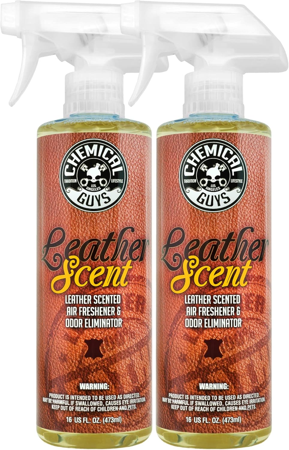 Chemical Guys Leather Scent Premium Air Freshener & Odor Eliminator – Car Air Freshener Leather Scent– Eliminates Odors and Refreshes Cars, Trucks, SUVs and RVs, 16 oz