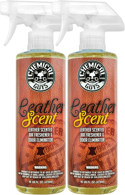 Chemical Guys Leather Scent Premium Air Freshener & Odor Eliminator – Car Air Freshener Leather Scent– Eliminates Odors and Refreshes Cars, Trucks, SUVs and RVs, 16 oz