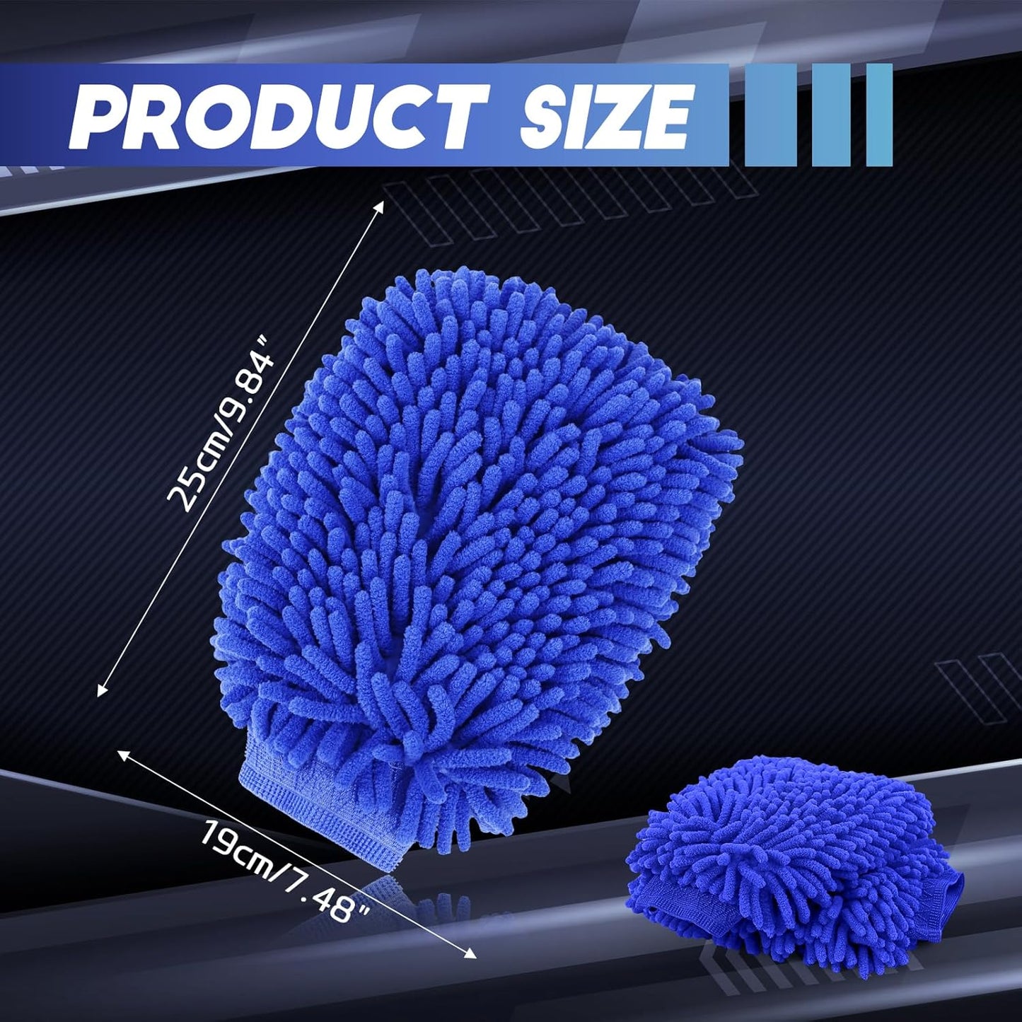 wuyaoyao 2PCS Car Wash Mitt, 10.14"×7.12" Chenille Microfiber Car Wash Mitts, Scratch-Free & Lint-Free, Absorbent Double Sided Clean Glove for Cars Cleaning, Auto Cleaning Supplies (Orange)