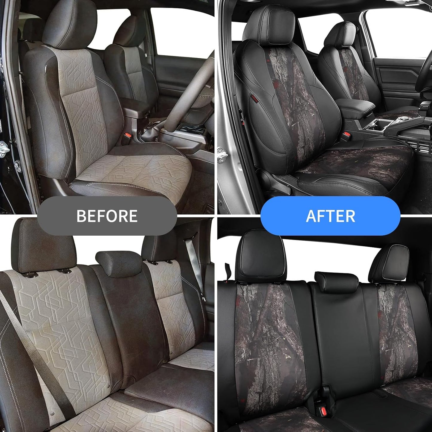 EKR Tacoma Car Seat Covers Custom Fit for Toyota Tacoma (Petrol) 2024 2025 2026 DoubleCab/CrewCab SR/SR5/TRD Sport/TRD Off-Road/Limited -Truck Seat Covers Full Set,Faux Leather(Black)