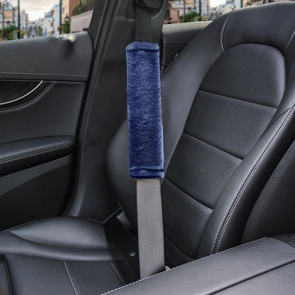 Amooca Soft Faux Fur Universal Fit Seatbelt Cover Car Truck SUV Airplane Seat Belt Shoulder Pad for Carmera Backpack Straps Neck Cushion Protector 2 Pack 10.5in Dark Gray