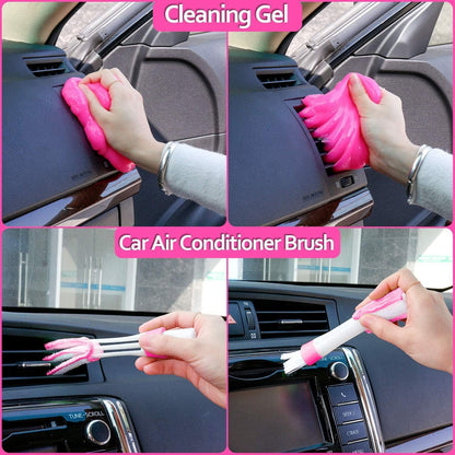 THINKWORK Car Cleaning Kit, Car Detailing Kit Interior Cleaner with High Power Handheld Vacuum, 10Pcs Detailing Brush and Storage Bag, Gray Auto Interior Cleaning Kit for Men