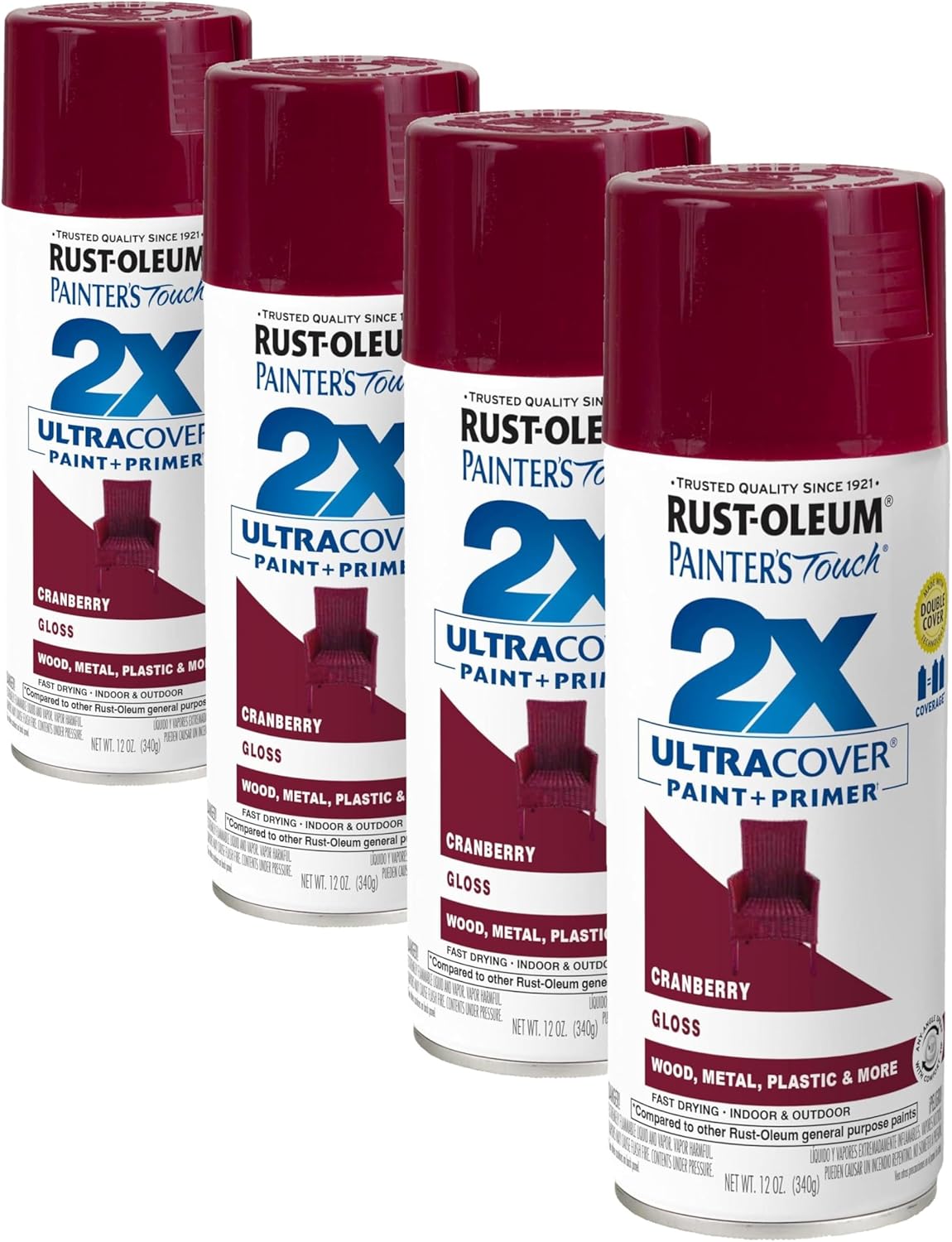 Rust-Oleum 334029 Painter's Touch 2X Ultra Cover Spray Paint, 12 oz, Gloss Clear - Colors C