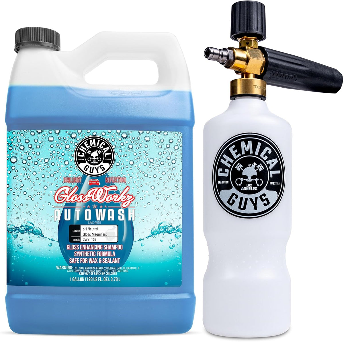 Chemical Guys TORQ Professional Max Foam 8 Cannon and Honeydew Snow Foam Soap Kit - High Foaming Car Wash Cannon with 1 Gallon Concentrated Soap - Safe for Cars, Trucks, SUVs, RVs and More, 128 fl oz