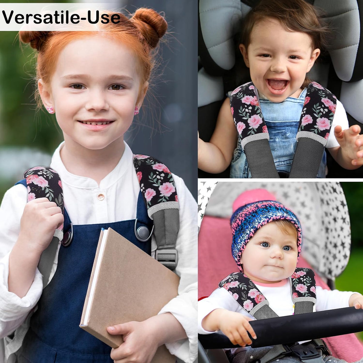 Seat Belt Cover Pad for Baby, Soft Seatbelt Cushion Covers for Kids 2Pcs Car Seat Strap Shoulder Pads for All Car Seats, Stroller, High Chair,Blue Dinosaur