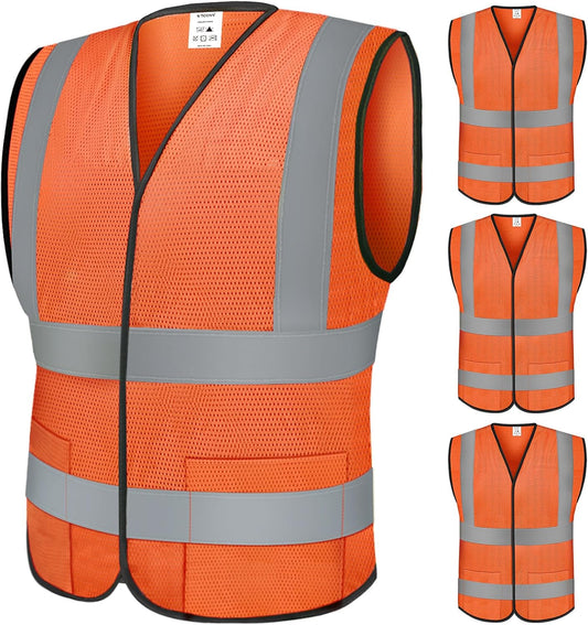 TICONN 2PK/4PK Reflective Safety Vest, High Visibility Vest with Reflective Strips for Men Women, Meets ANSI II