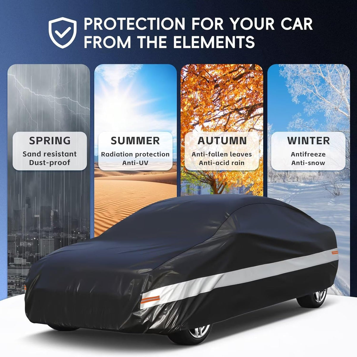10 Layers Car Cover Custom Fit for Mercedes Benz C Class C250 C300 C43 C63 (1993-2026), Waterproof All Weather for Automobiles, Outdoor Full Cover Sun Dust Rain Protection with Cotton. Black - Colors C
