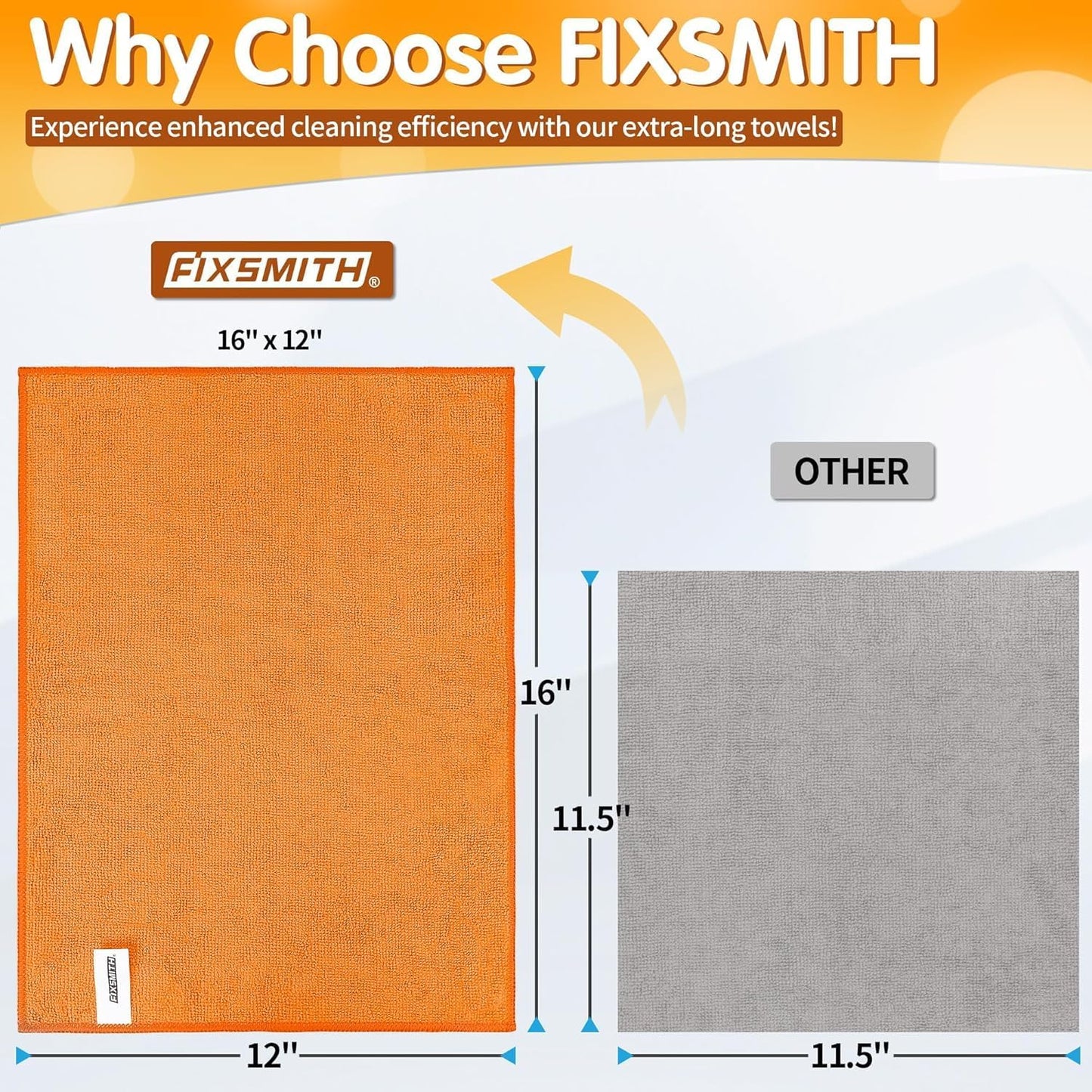 FIXSMITH Microfiber Cleaning Cloth - Pack of 50, Microfiber Towels for Cars 16 x 12 in, Highly Absorbent Cleaning Rags, Lint-Free, Streak-Free Cleaning Cloths for Car Kitchen Home Office