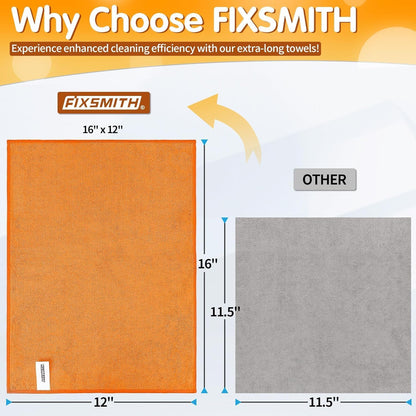 FIXSMITH Microfiber Cleaning Cloth - Pack of 50, Microfiber Towels for Cars 16 x 12 in, Highly Absorbent Cleaning Rags, Lint-Free, Streak-Free Cleaning Cloths for Car Kitchen Home Office