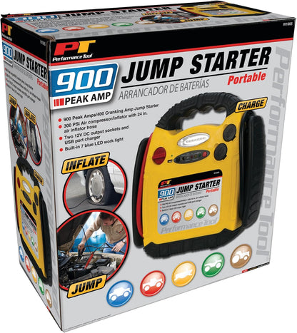 Performance Tool W1675 10ft 4GA Lighted Jumper Cables - Tangle-Free, Heavy Duty Clamps, Suitable for Trucks, SUVs, and Other Large Vehicles