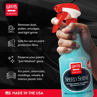 Griot's Garage Speed Shine for Car Detailing, Quick Detailer for All Exterior Surfaces, Trim and Wheels, Provides a Glossy Finish, 11146, 35 oz