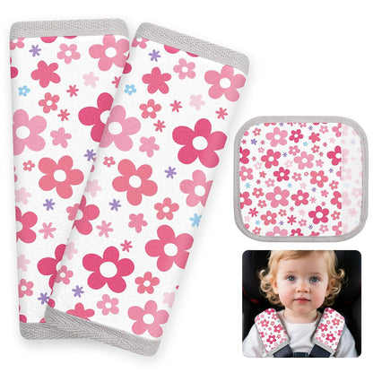 Seat Belt Cover Pad for Baby, Soft Seatbelt Cushion Covers for Kids 2Pcs Car Seat Strap Shoulder Pads for All Car Seats, Stroller, High Chair,Blue Dinosaur