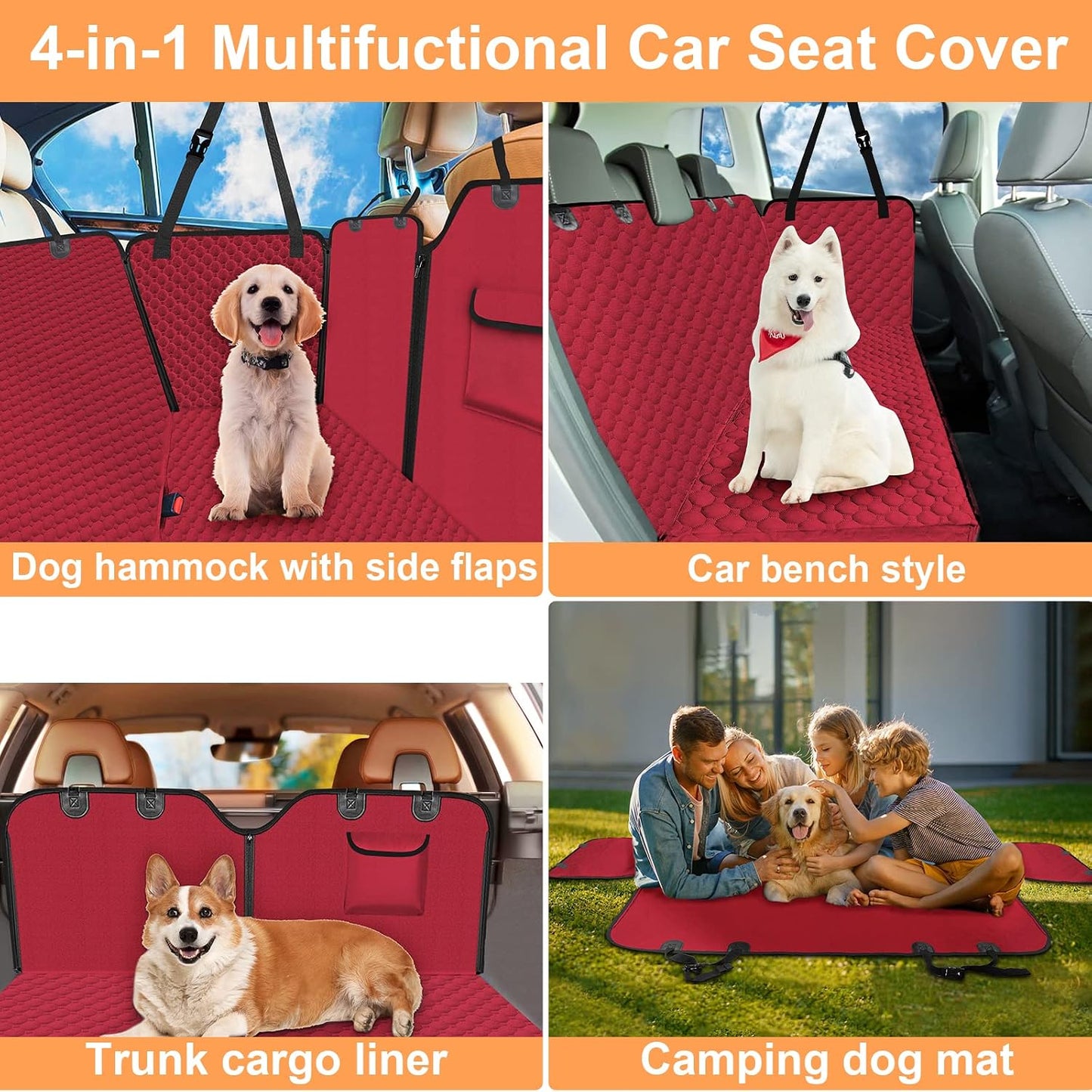 Mancro Dog Car Seat Cover for Back Seat, 2026 Upgraded 600D Heavy Duty Waterproof & Scratch-Resistant Dog Hammock for Car, Back Seat Pet Cover for Dogs with Sedan, Trucks and SUVs, Standard, Black