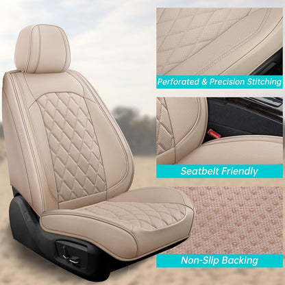 Car Seat Covers Full Set, Pink Leather Seat Covers for Car 5 Seats, Waterproof Car Seat Protector Front Seats Back Seat Cover, Automotive Carseat Cover Universal Fit for Most Cars SUV