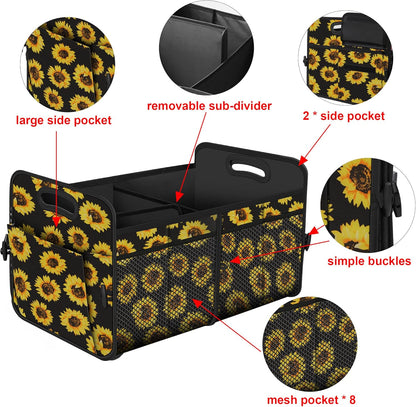 Femuar Car Trunk Organizer with Large Capacity Waterproof Car Accessories for Women & Men, Collapsible Trunk Organizer for Suv/Jeep/Sedan,Tools (Black, Standard)