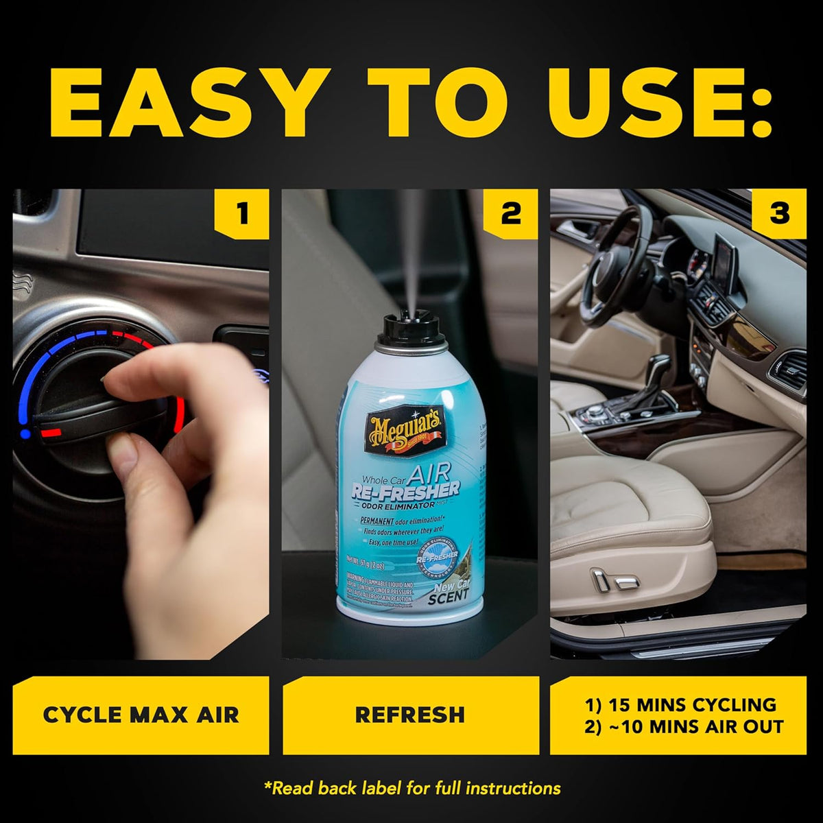 Meguiar’s Whole Car Air Refresher Odor Eliminator, Summer Breeze, 2 Oz— Car Air Freshener For Commuters, Detailers; Mist Refreshes Cabin For Sedan, Suv, Truck, Van