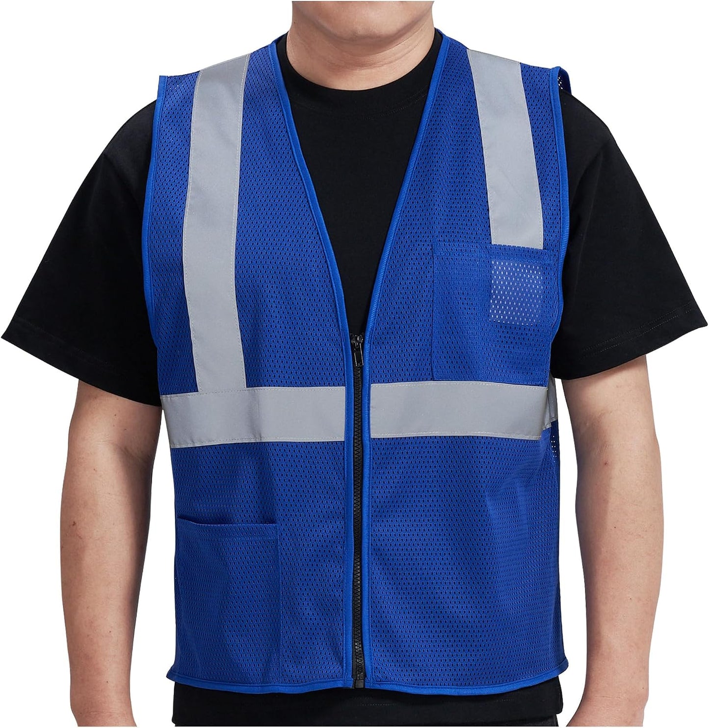 AYKRM 2 Pocket Mesh High Visibility Reflective Safety Vest for men & Women ANSI/ISEA 107 Standards