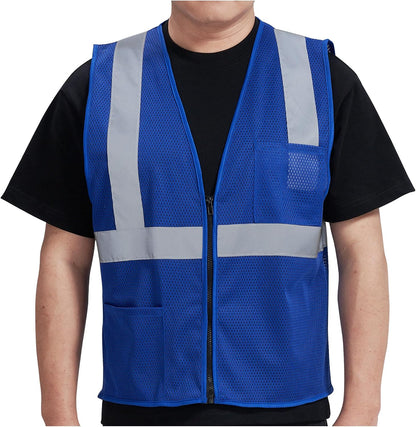 AYKRM 2 Pocket Mesh High Visibility Reflective Safety Vest for men & Women ANSI/ISEA 107 Standards