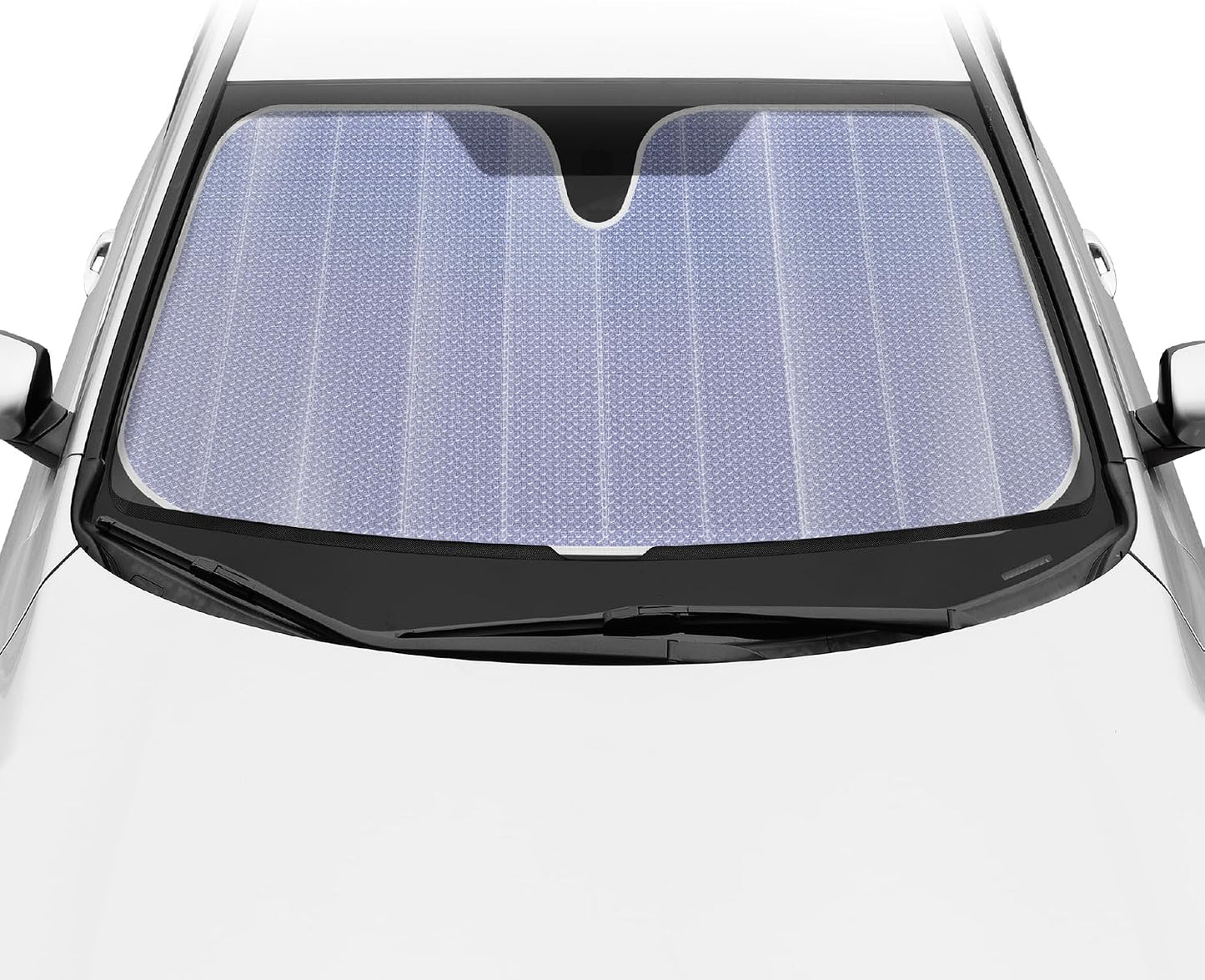 Iridescent Matte White Front Windshield Sunshade-Accordion Folding Auto Shade for Car Truck SUV-Blocks UV Rays Sun Visor Protector-Keeps Your Vehicle Cool- 58 x 27 in