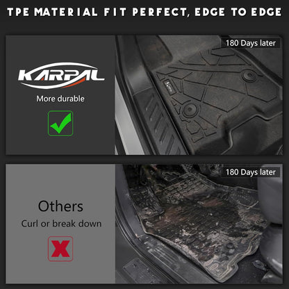 KARPAL Floor Mats for 2007-2013 Chevy Silverado & GMC Sierra 1500 Crew Cab / 2007-2014 2500/3500 HD(Footwell Coverage), All-Weather TPE Custom Fit Floor Liners Car Accessories