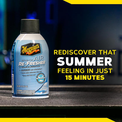 Meguiar’s Whole Car Air Refresher Odor Eliminator, Summer Breeze, 2 Oz— Car Air Freshener For Commuters, Detailers; Mist Refreshes Cabin For Sedan, Suv, Truck, Van