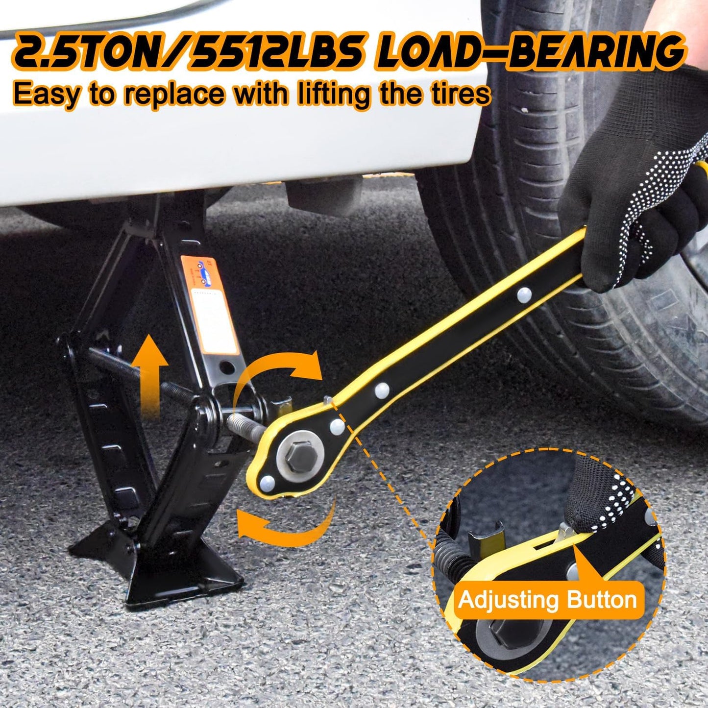 Scissor Car Jack 2 Ton (4409 lbs) Tire Changing Kit with Lug Wrench - Emergency Kit for Car, SUV, MPV
