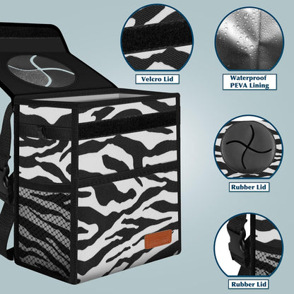 Femuar Leak Proof Car Trash Can with Lid - Waterproof Automotive Garbage Bin for SUVs, Collapsible and Portable Car Trash Bag, Black