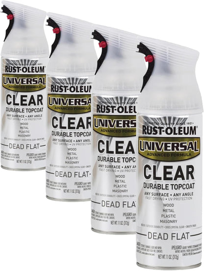 Rust-Oleum 302151 Universal All Surface Clear Topcoat Spray, 11 oz, Dead Flat Clear - Colors B