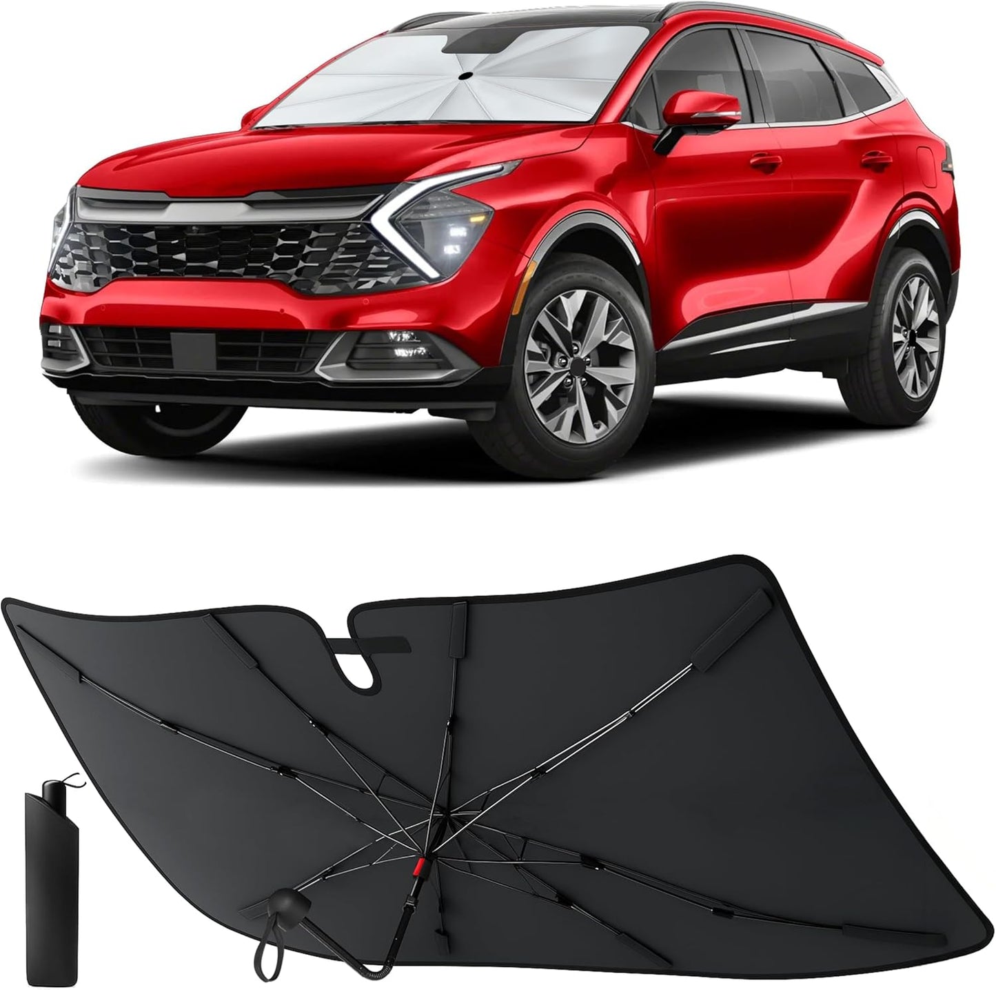 Econour Windshields Sun Shade for Car | Medium Foldable Car Sunshade & Window Tint | UV & Heat Protection Front Window Sun Shield, Keeps Interior Cool, Fits Sedans SUVs & Trucks (57” x 33”)
