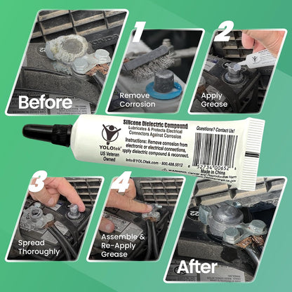 YOLOtek Veteran Owned - Silicone Dielectric Grease 10g - Automotive/Marine Grease and Seals for Spark Plugs, Battery Terminals & Electrical Connectors