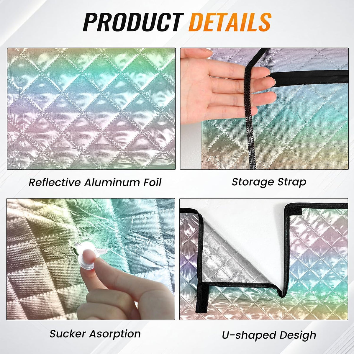 Iridescent Sun Shade for Car Windshield, Foldable Universal Car Windshield Upgrade Sunshade Enhanced UV Rays Reflective Sun Visor Shade Keeps Vehicle Cool