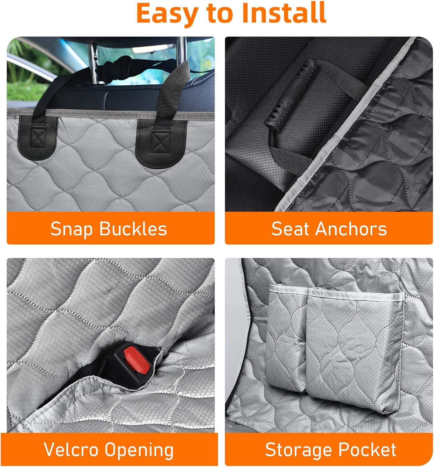 PETICON Dog Car Seat Cover with Mesh Window, 100% Waterproof Pet Seat Cover for Back Seat, Scratchproof Dog Hammock for Cars, Trucks, SUVs, Jeeps, Black