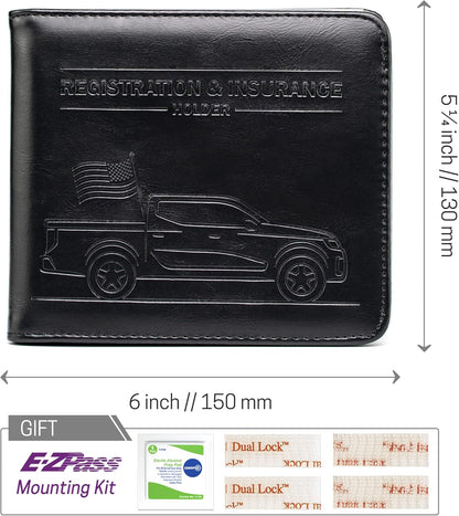 CANOPUS Car Registration and Insurance Holder, Magnetic Closure, Embossed Card Document Holder, Vehicle Glove Box Organizer, Wallet for Auto, SUV, Motorcycle, Truck, Waterproof, Car Model
